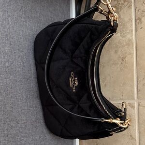 Coach Black Quilted Shoulder Bag with Gold Accents
